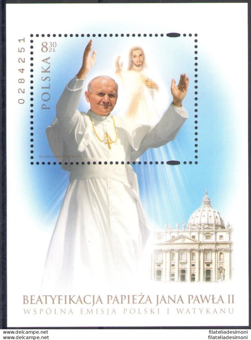 2011 Polonia, Beatificazione Giovanni Paolo II Emis.Congiunta  MNH ** - Emissions Communes
