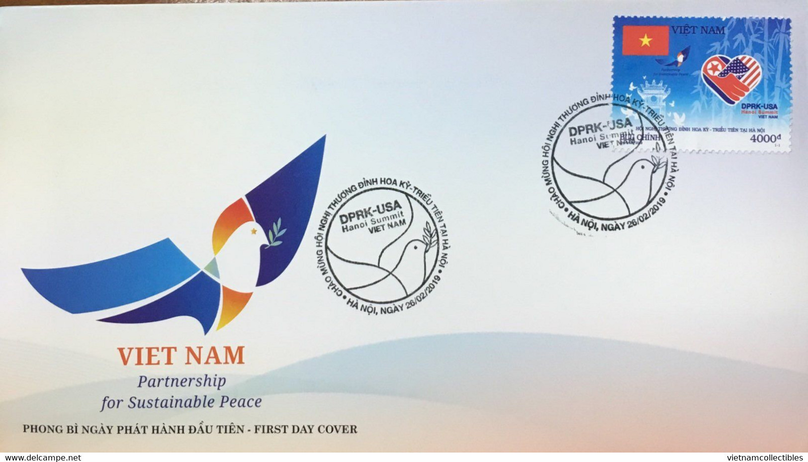 FDC Vietnam Viet Nam Cover 2019: US / USA - North Korea / DPRK Summit In Hanoi / Bamboo / Architecture / Flag / Peace - Vietnam