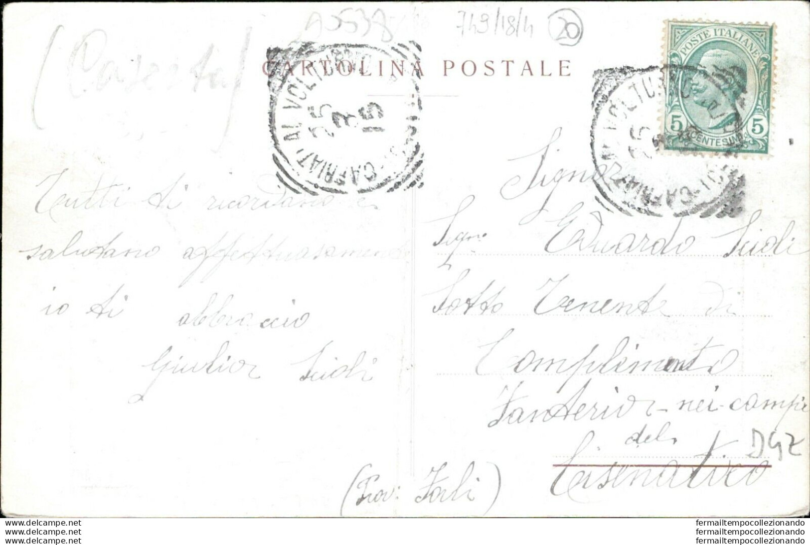 Ao538 Cartolina Saluti Da Capriati Al Volturno 1915 Provincia Di Caserta - Caserta