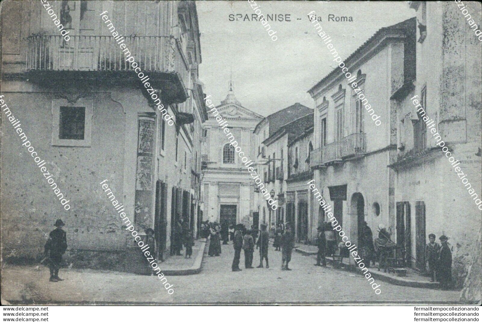 Bq607 Cartolina Sparanise Via Roma Bella! 1917 Provincia Di Caserta Campania - Caserta