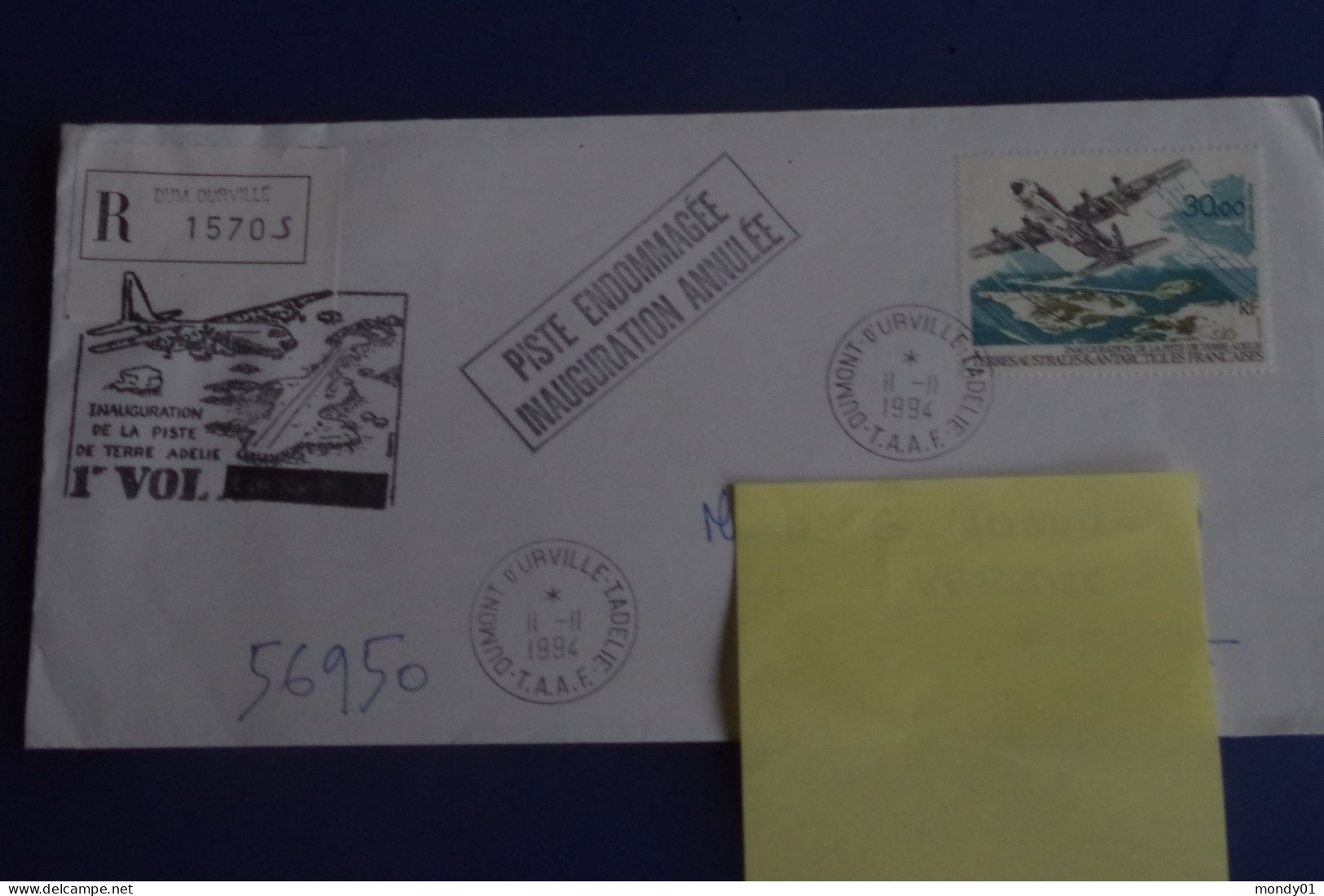 7-198  TAAF FAAT Terre Adelie Land 1994 Avion Plane Tempête Climat Destruction Piste - Protection De L'environnement & Climat