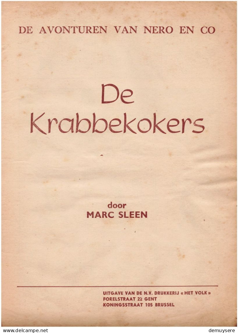 BOEK 0101 - MARC SLEEN - NERO - DE KRABBEKOKERS - REDELIJKE STAAT - 1 ST DRUK - Nero