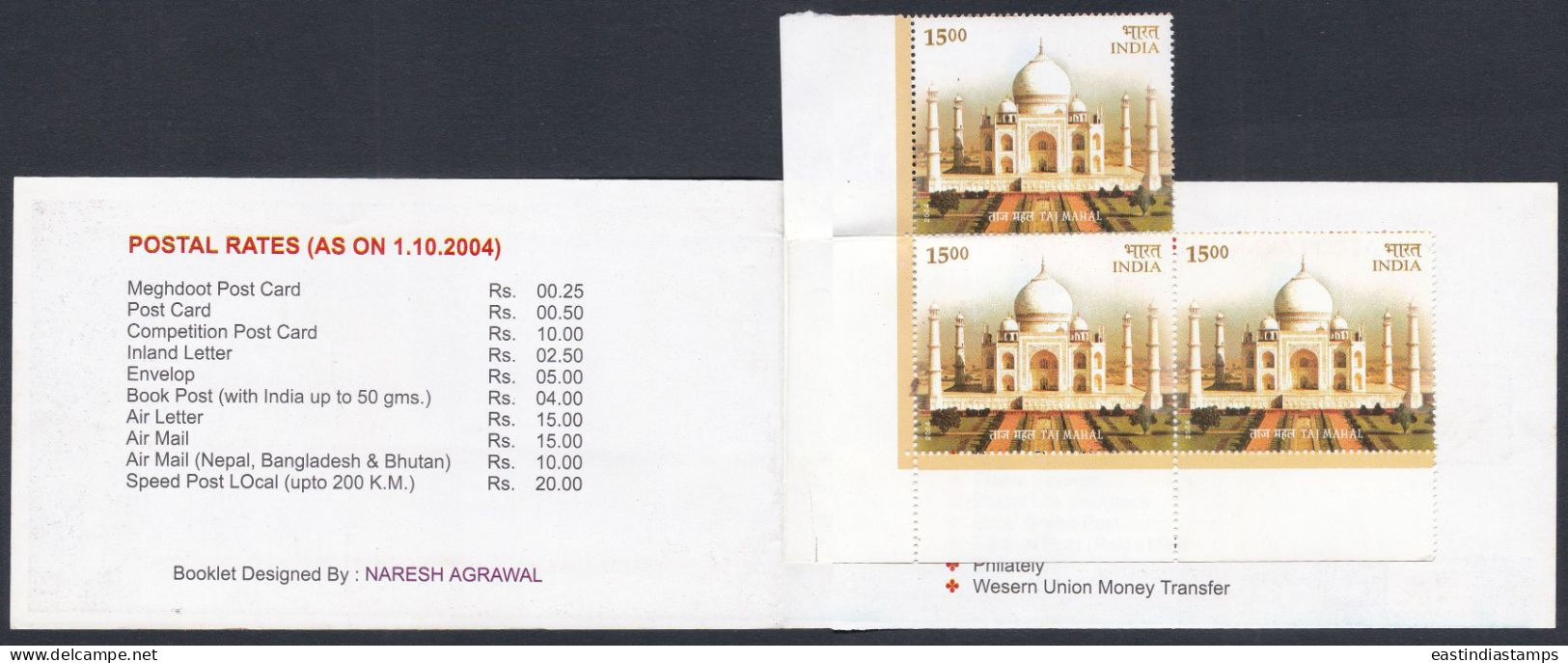 Inde India 2004 Mint Stamp Booklet Our Heritage, Taj Mahal, Architecture, Mughal, Monument, Flag - Otros & Sin Clasificación