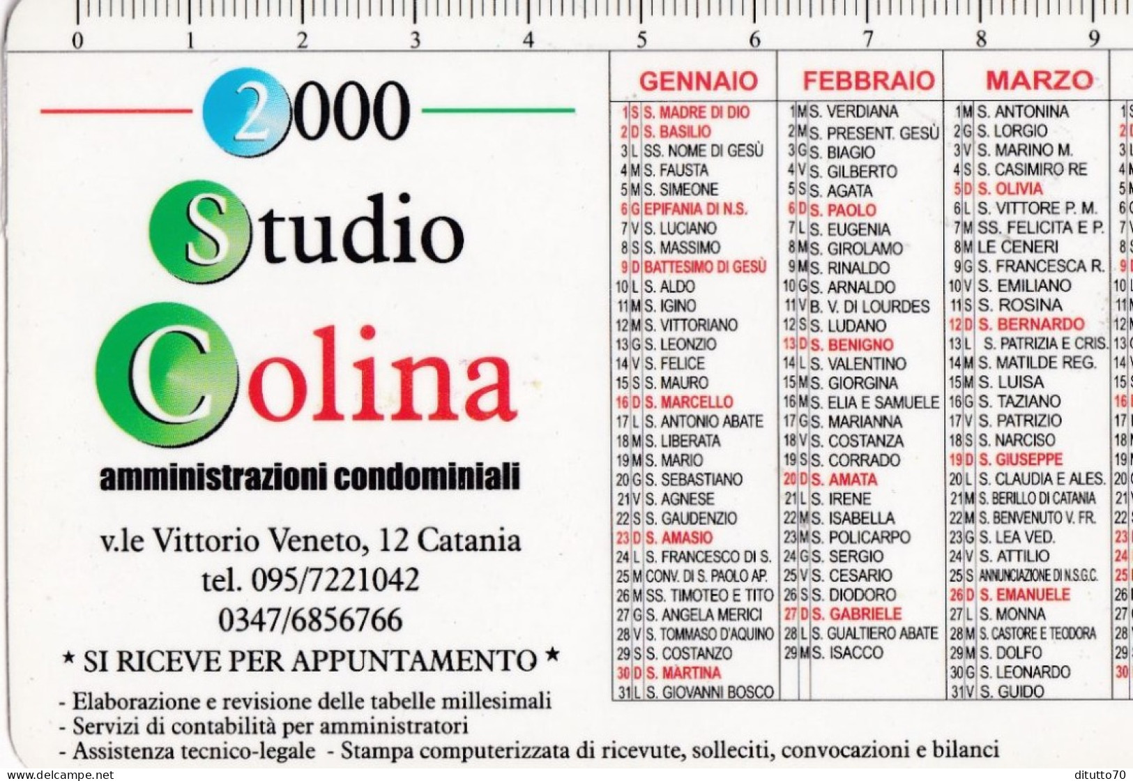 Calendarietto - Studio Colina - Catania - Anno 2000 - Petit Format : 1991-00