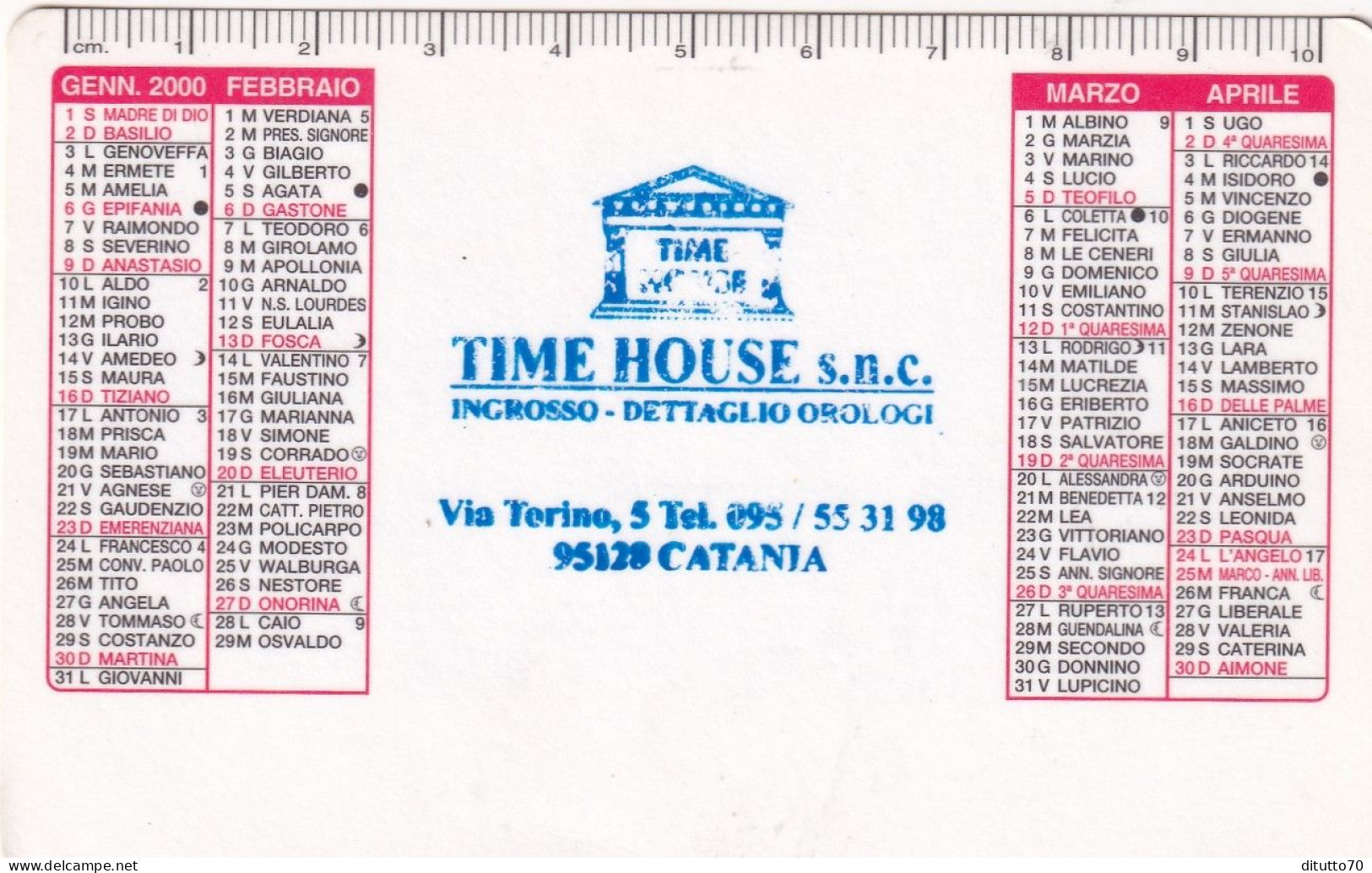 Calendarietto - Time House - Catania - Anno 2000 - Small : 1991-00