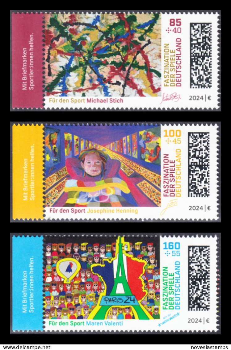 !a! GERMANY 2024 Mi. 3825-3827 MNH SET Of 3 SINGLES W/ Left Margins (b) - Olympic Games 2024, Paris - Unused Stamps