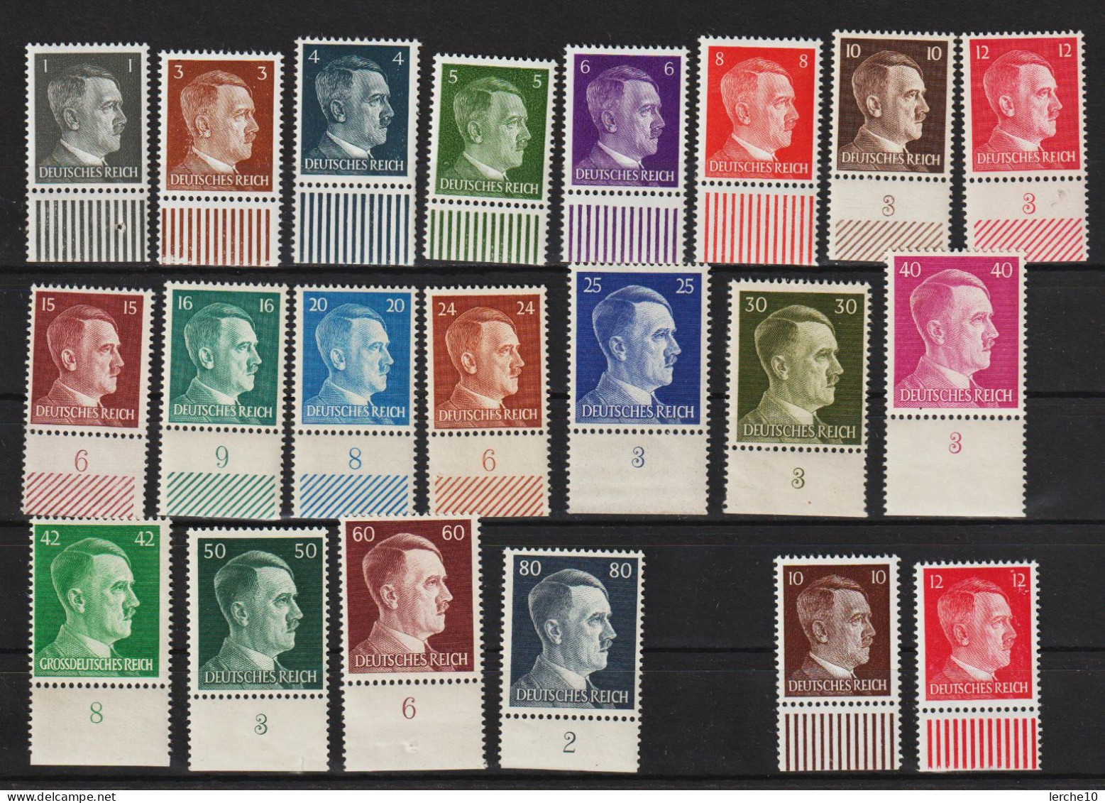 Adolf Hitler  MiNr. 781-798 ** + 826-827 ** Unterrand   (0385) - Ungebraucht