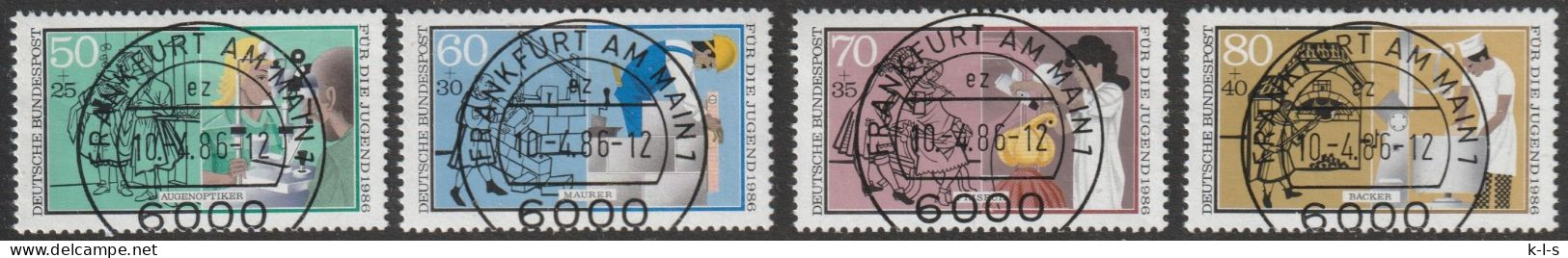 BRD: 1986, Mi. Nr. 1274-77Jugend: Handwerksberufe,  EStpl. FRANKFURT AM MAIN - Usati