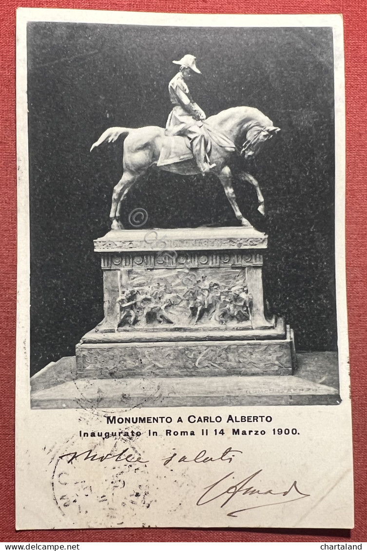 Cartolina - Monumento A Carlo Alberto Inaugurato In Roma Il 14 Marzo 1900 - Andere & Zonder Classificatie