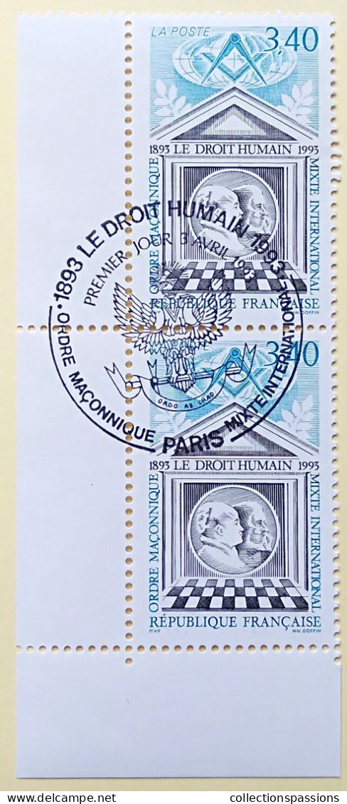 - N° 2796. Paire En Coin De Feuille. Centenaire Du Droit Humain. Oblitéré Premier Jour - - Used Stamps