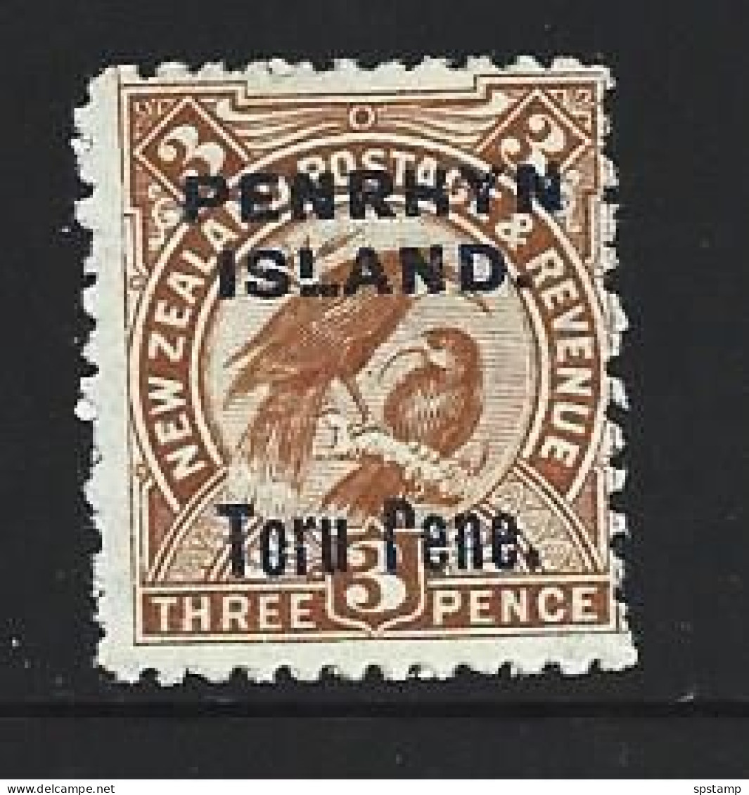 Penrhyn Island 1903 Overprints On NZ 3d Single Row 8/4 Positional Variety # P Of Pene FM - Penrhyn