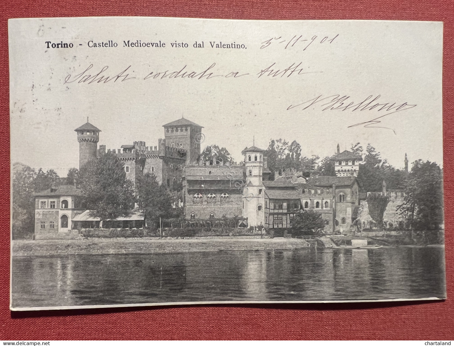 Cartolina - Torino - Castello Medioevale Visto Dal Valentino - 1901 - Otros & Sin Clasificación