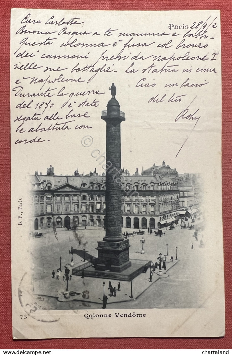 Cartolina - Paris - La Colonne Vendome - 1902 - Ohne Zuordnung