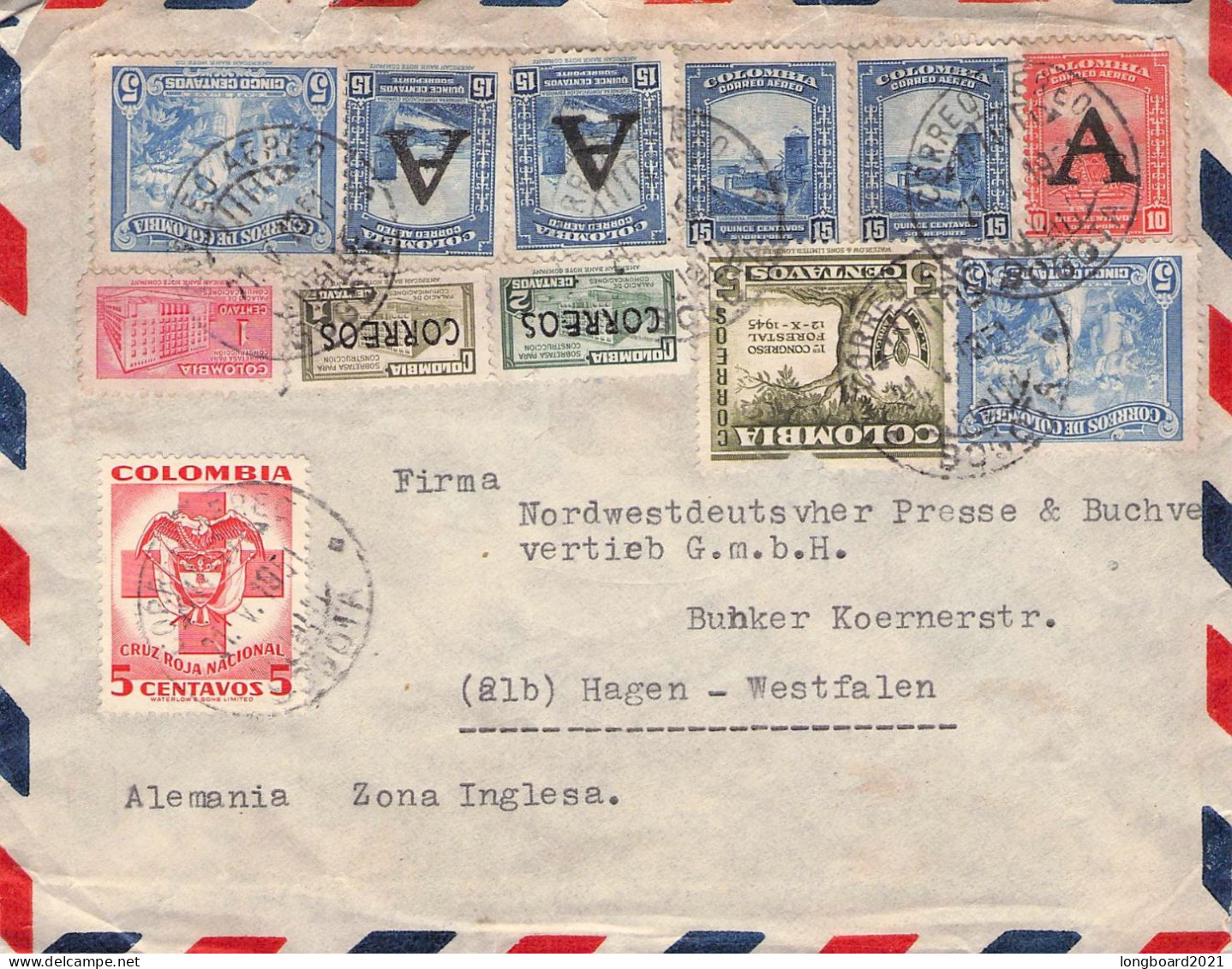 COLOMBIA - AIRMAIL 1951 - HAGEN/DE  / 7009 - Kolumbien