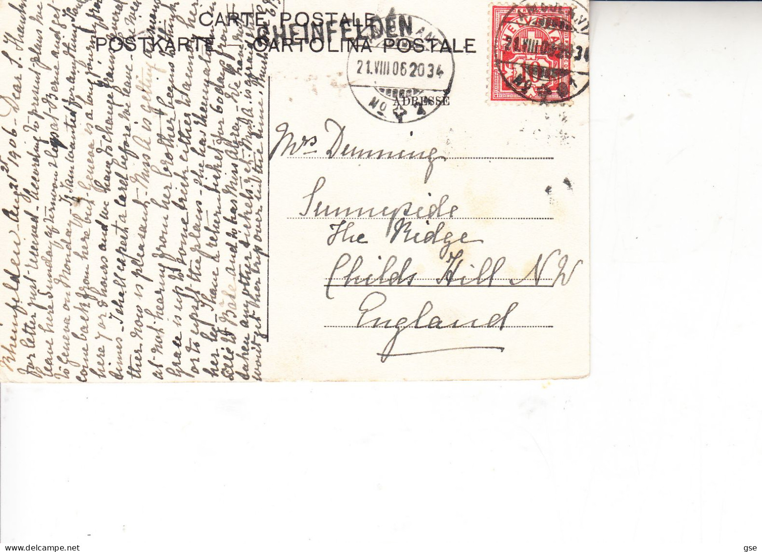 SVIZZERA   1905 - Rheinfalden - Hotel Schiff - Other & Unclassified