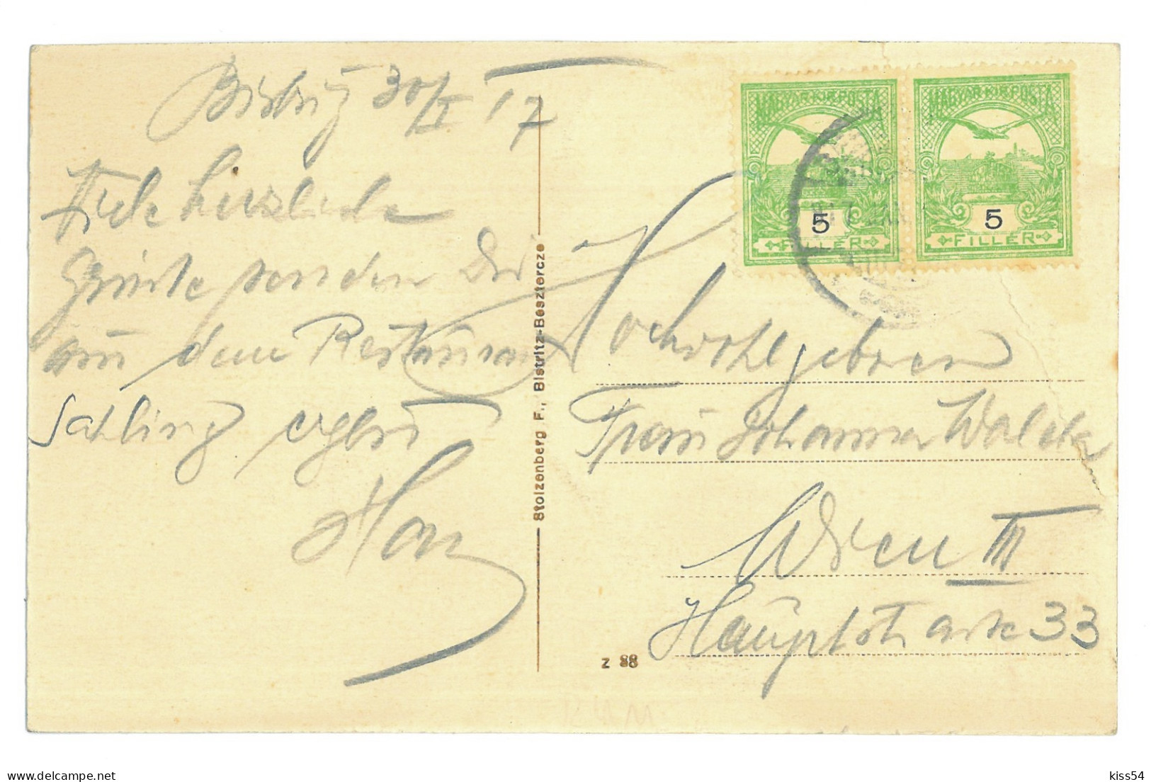 RO 87 - 16249 BISTRITA, Evangelical Church, Romania - Old Postcard - Used - 1917 - Roumanie