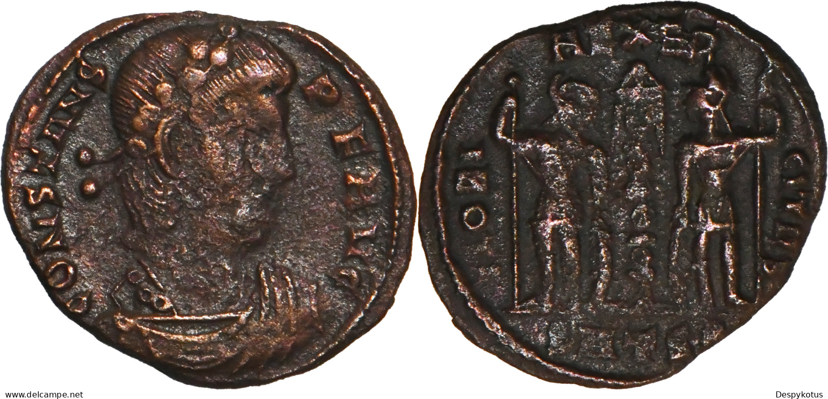 ROME - Nummus - CONSTANS - GLORIA EXERCITVS - Thessalonique (SMTSA) - 337 AD - RIC.57 - 19-075 - L'Empire Chrétien (307 à 363)