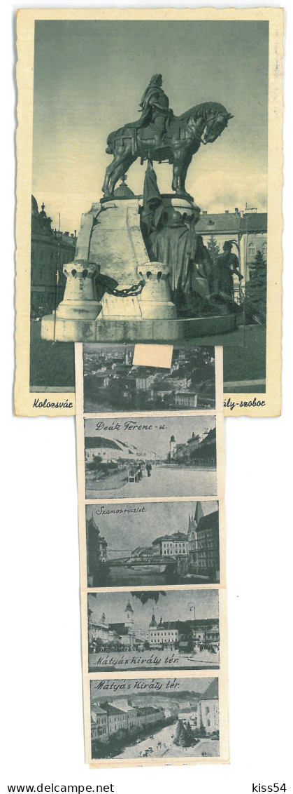 RO 87 - 25169 CLUJ, Matei Corvin Statue, Market, Leporello, Romania - Old Postcard + 10 Mini Photocard - Unused - Roumanie