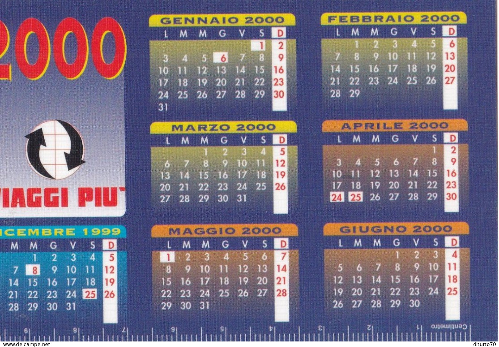 Calendarietto - Viaggi Più - Cerea - Erona  - Anno 2000 - Kleinformat : 1991-00