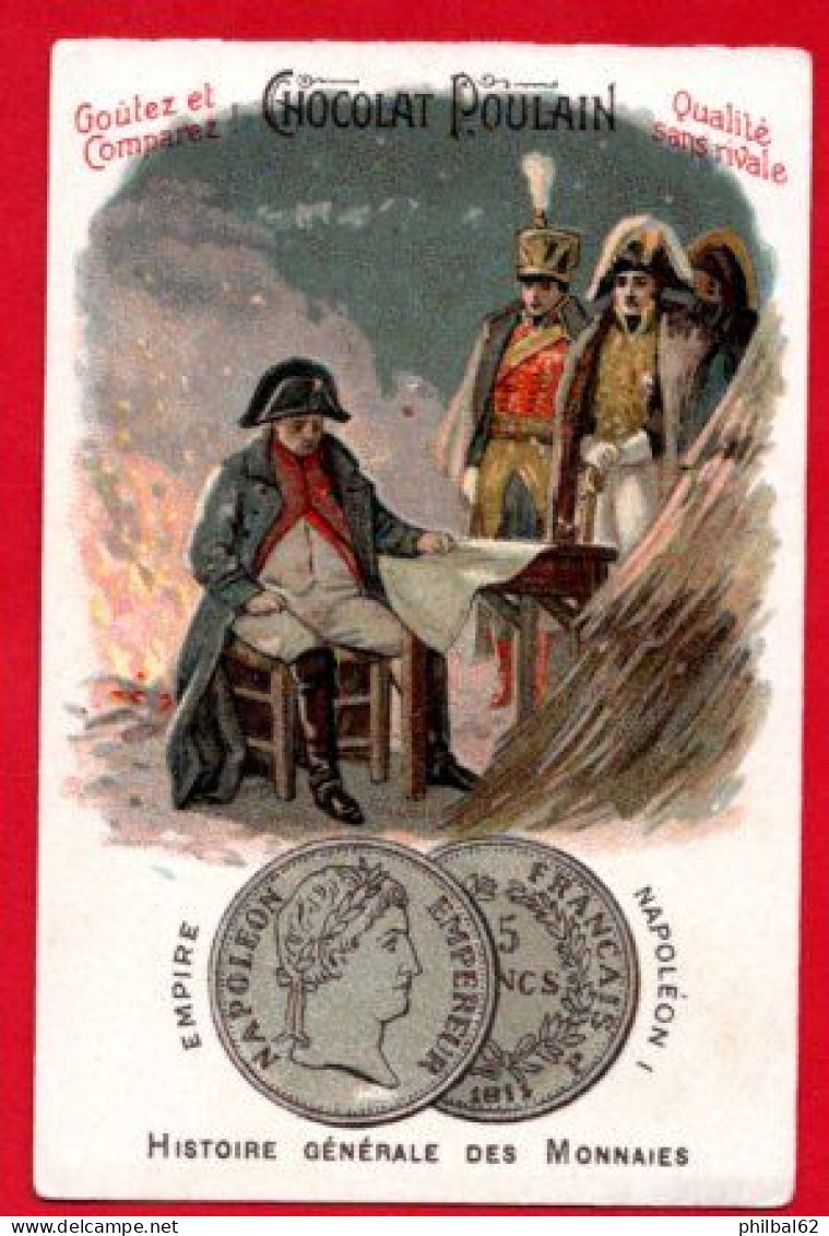 Chromo Chocolat Poulain. Histoire Générale Des Monnaies. Empire, Napoléon 1er. - Poulain