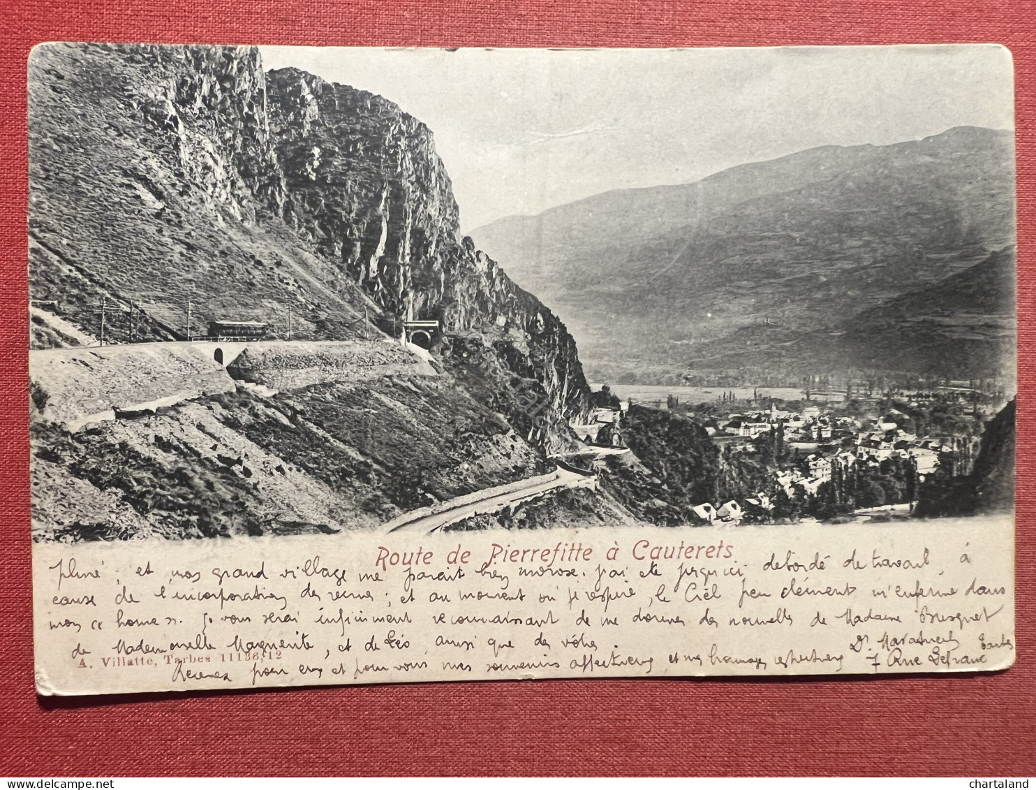 Cartolina - Route De Pierrefitte à Cauterets, Francia - 1904 - Ohne Zuordnung