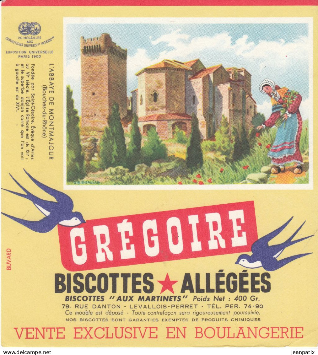 BUVARD & BLOTTER - Biscottes Grégoire - L'abbaye De MONTMAJOUR (Bouches Du Rhône) - Autres & Non Classés