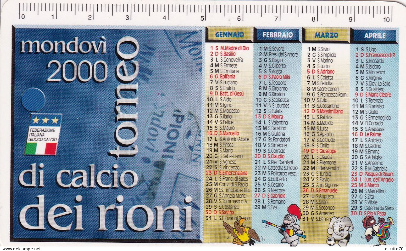 Calendarietto -torneo Di Calcio Dei Rioni - Momdovi - Anno 2000 - Kleinformat : 1991-00