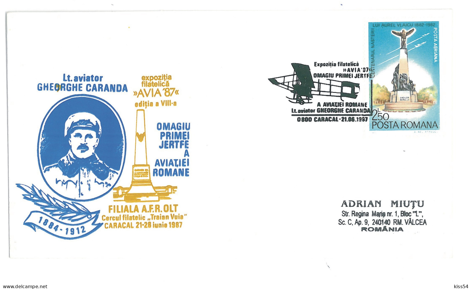 COV 67 - 327 AIRPLANE, Romania - Cover - Used - 1978 - Briefe U. Dokumente