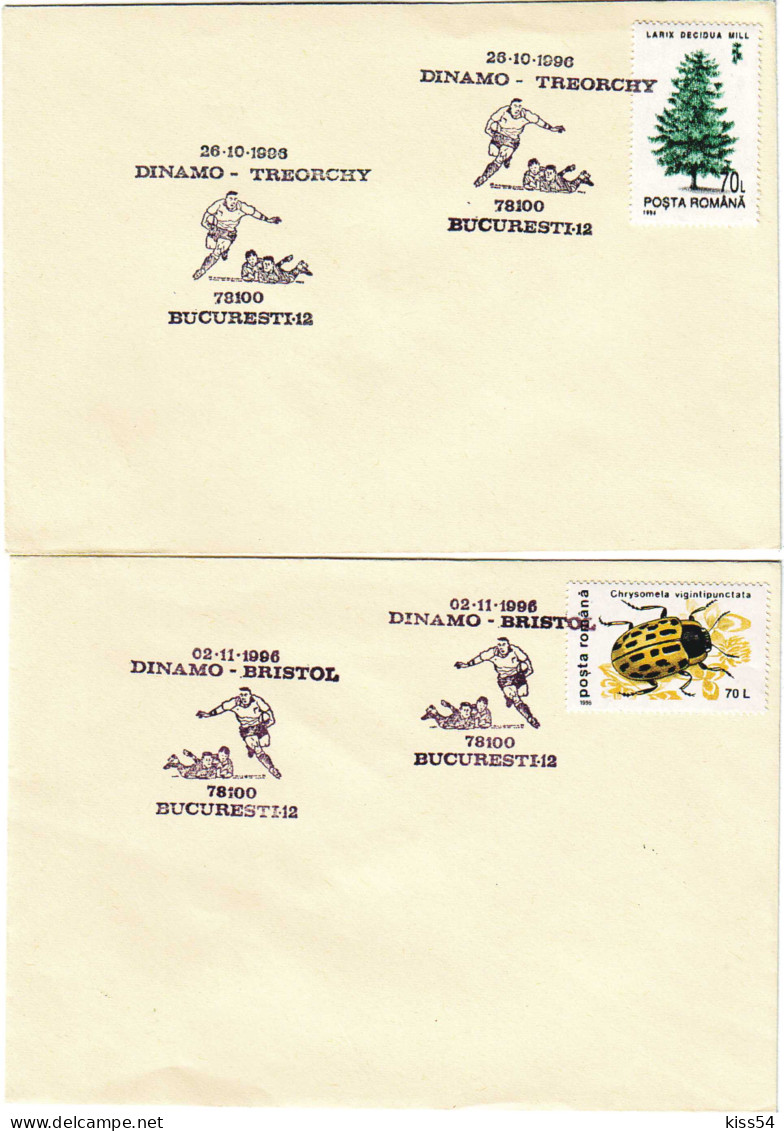 COV 67 - 1 RUGBY, Romania - 2 Covers - Used - 1996 - Cartas & Documentos