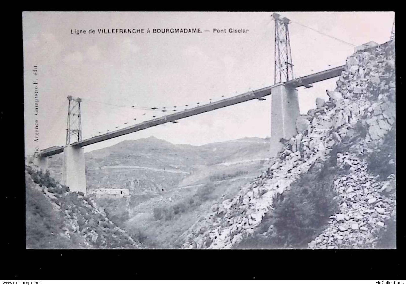 Cp, Chemin De Fer, Ligne De Villefranche à Bourgmadame (Bourg Madame), 66 , Pont Giselar, Ed. Agence Gampistro F. - Obras De Arte