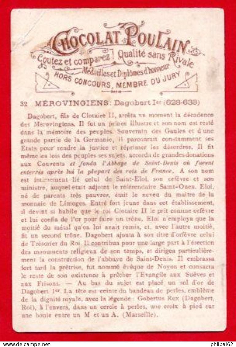 Chromo Chocolat Poulain. Histoire Générale Des Monnaies. Mérovingiens, Dagobert 1er. - Poulain