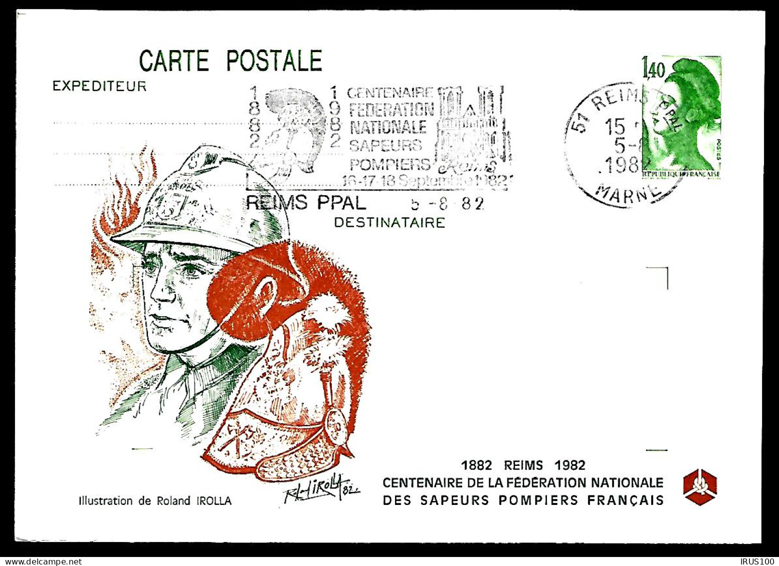 CENTENAIRE F.N SAPEURS POMPIERS FRANCAIS - REIMS - ENTIER POSTAL  - Firemen