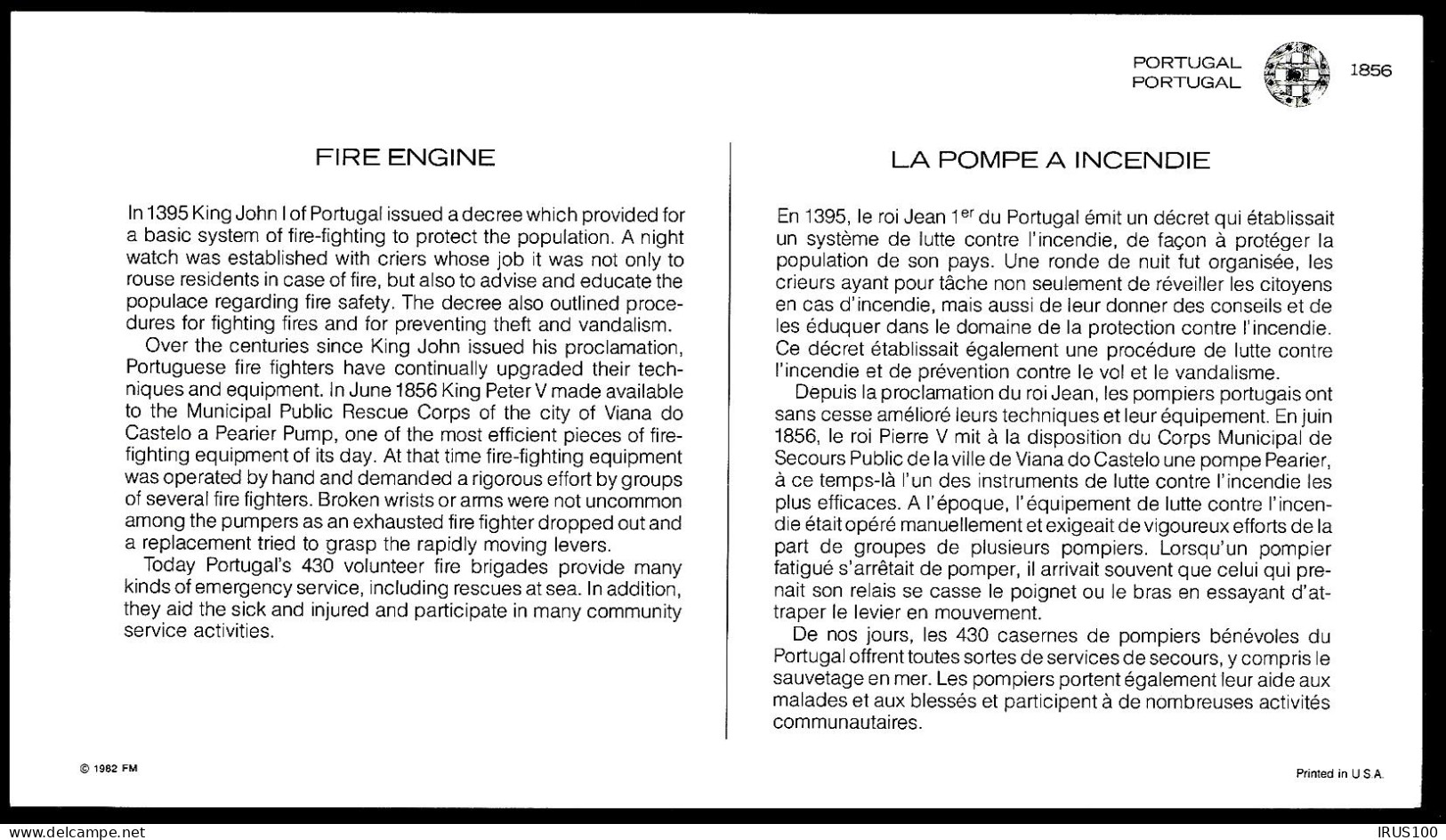 PORTUGAL - POMPIERS / HISTOIRE DES TRANSPORTS - (3 DOCUMENTS) - Sapeurs-Pompiers