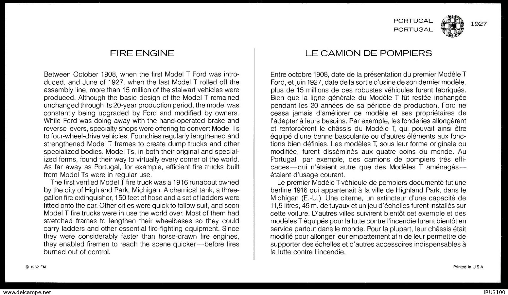 PORTUGAL - POMPIERS / HISTOIRE DES TRANSPORTS - (3 DOCUMENTS) - Sapeurs-Pompiers