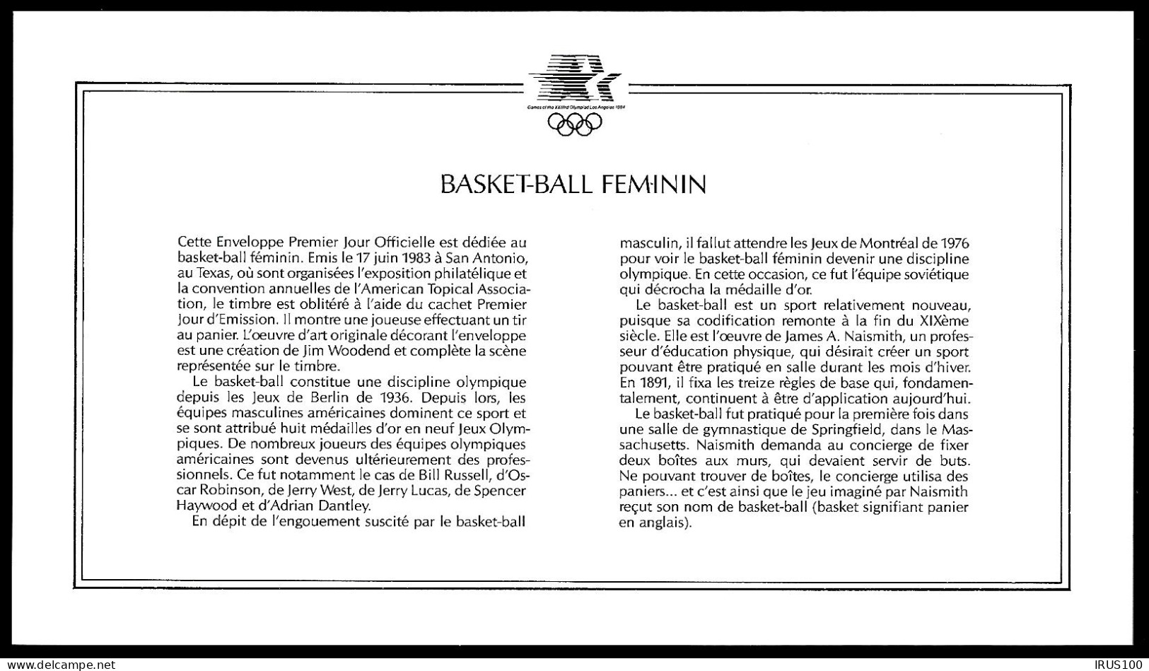 BASQUET BALL FÉMININ - SAN ANTONIO - 1984 -  - Basket-ball
