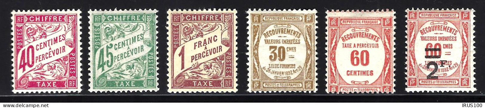 TAXES 1893-1935 Y&T N° 34 / 36 / 40 / 46 / 48 / 54 NEUFS * - MH -  - 1859-1959 Neufs