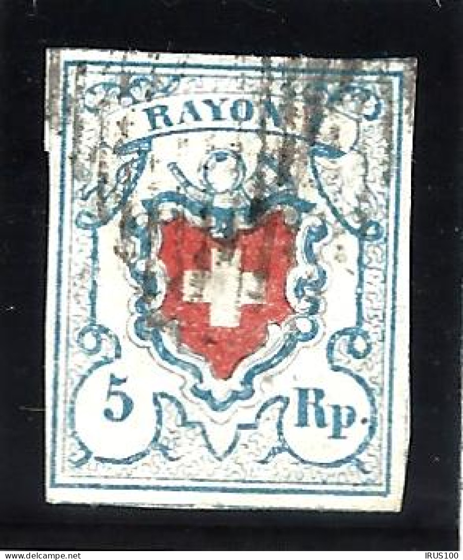 SUISSE - 1850 - Y&T N° 14a - Rayon I - BLEU CLAIR - GUT GERANDET -  - 1843-1852 Timbres Cantonaux Et  Fédéraux