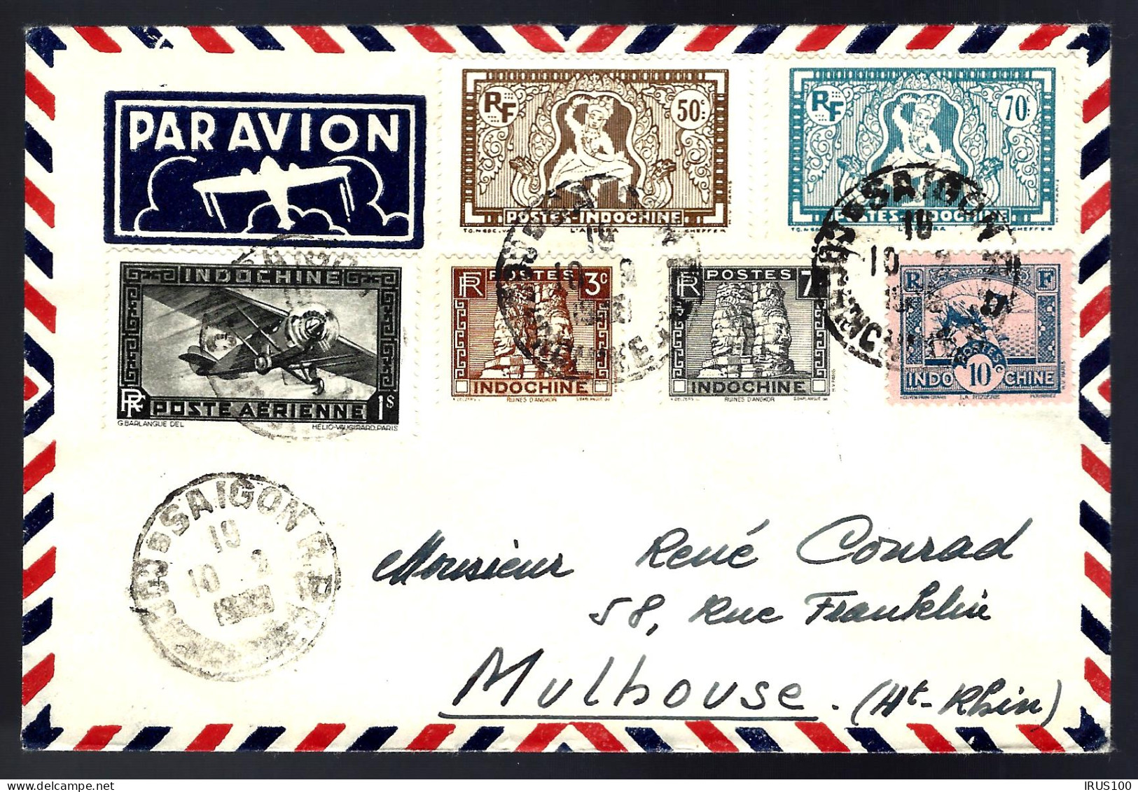 LETTRE D'INDOCHINE - PAR AVION - SAIGON POUR MULHOUSE - Covers & Documents