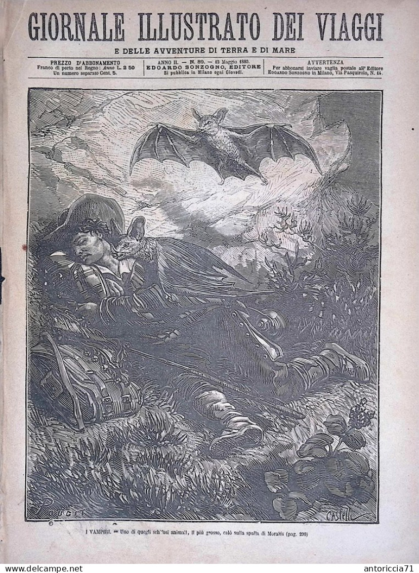 Giornale Illustrato Dei Viaggi 13 Maggio 1880 Vampiri Naufragio Del Travancore - Avant 1900