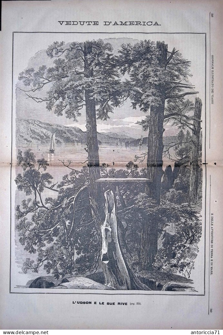 Giornale Illustrato Dei Viaggi 1 Luglio 1880 Uragano Fiume Hudson Pesca Balena - Before 1900