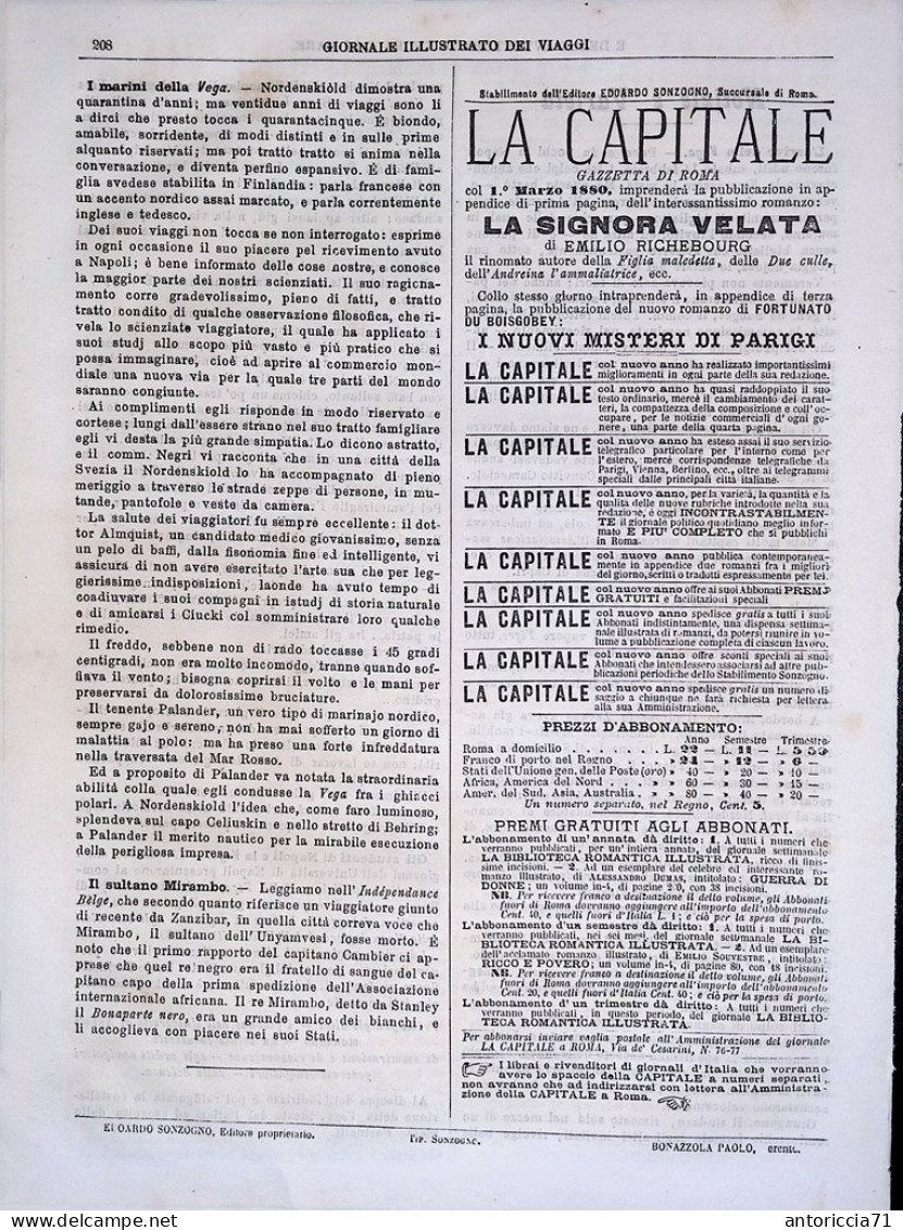 Giornale Illustrato Dei Viaggi 26 Febbraio 1880 Arrivo Della Vega Caccia Canguro - Before 1900