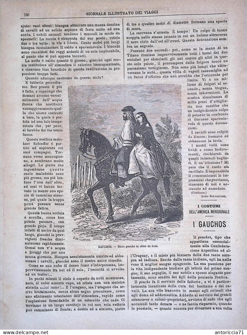 Giornale Illustrato Dei Viaggi 5 Febbraio 1880 Gauchos Pescatori Belve Australia - Avant 1900