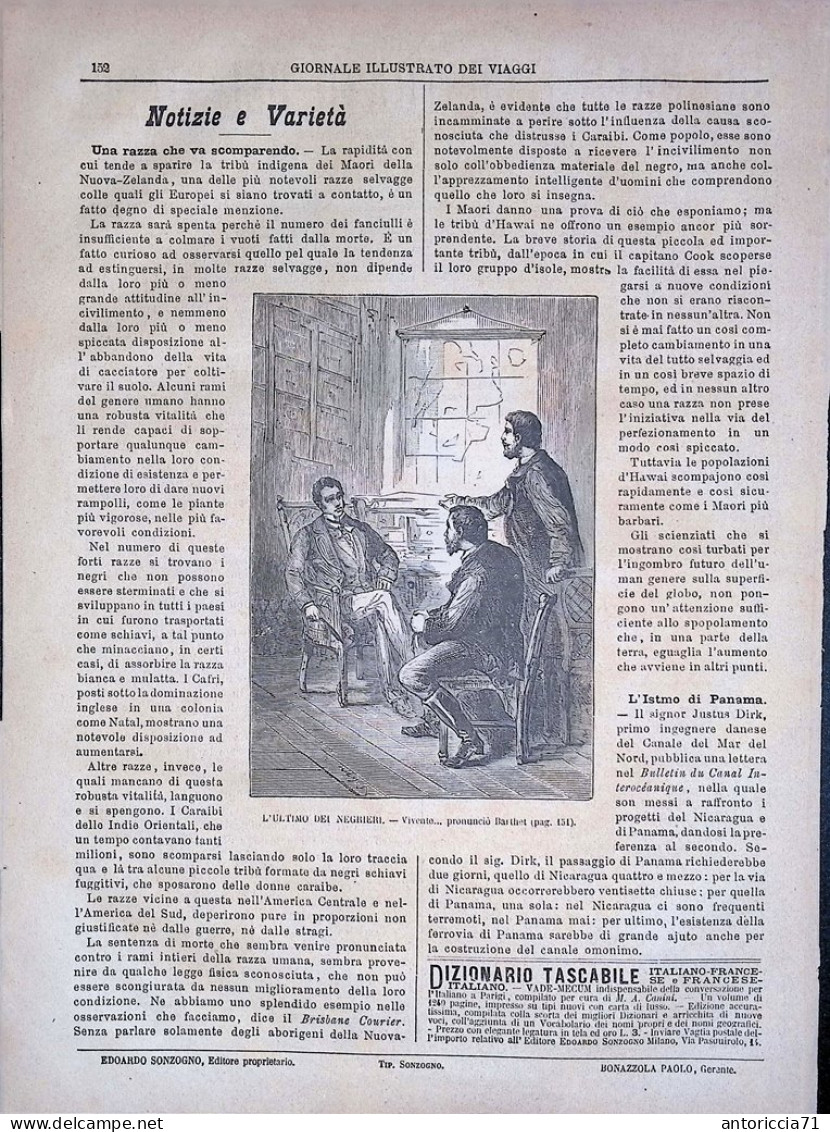 Giornale Illustrato Dei Viaggi 8 Gennaio 1870 Maori Zelanda Caccia Polo Panama - Voor 1900