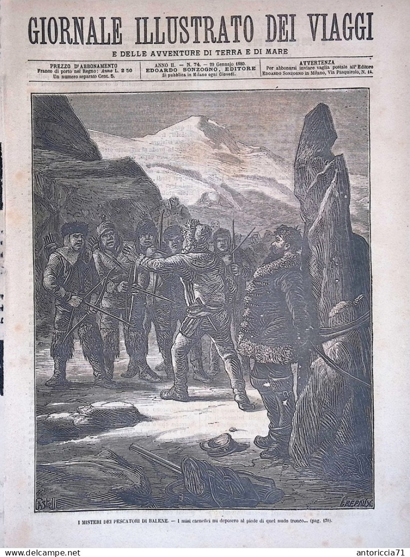 Giornale Illustrato Dei Viaggi 29 Gennaio 1880 Caccia Nuova Scozia Balene Milano - Before 1900