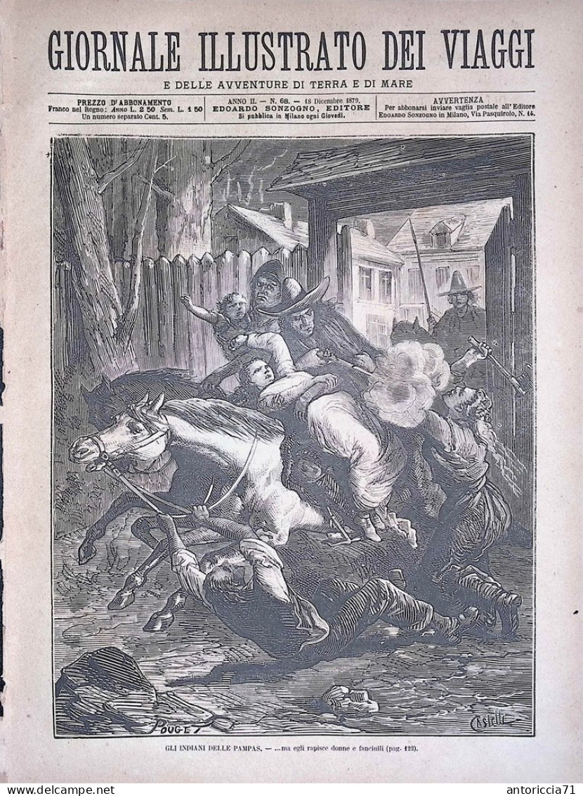 Giornale Illustrato Dei Viaggi 18 Dicembre 1879 Indiani Pampas Vega Al Polo Nord - Before 1900