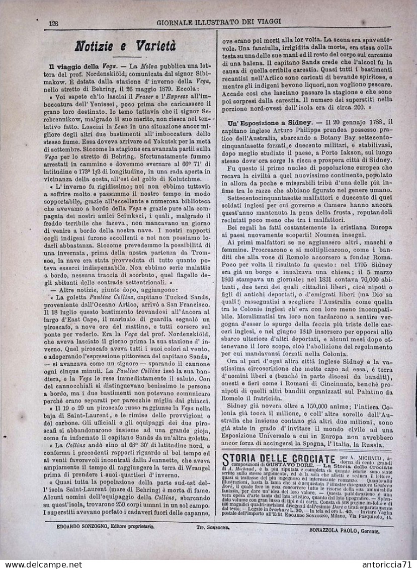 Giornale Illustrato Dei Viaggi 18 Dicembre 1879 Indiani Pampas Vega Al Polo Nord - Before 1900