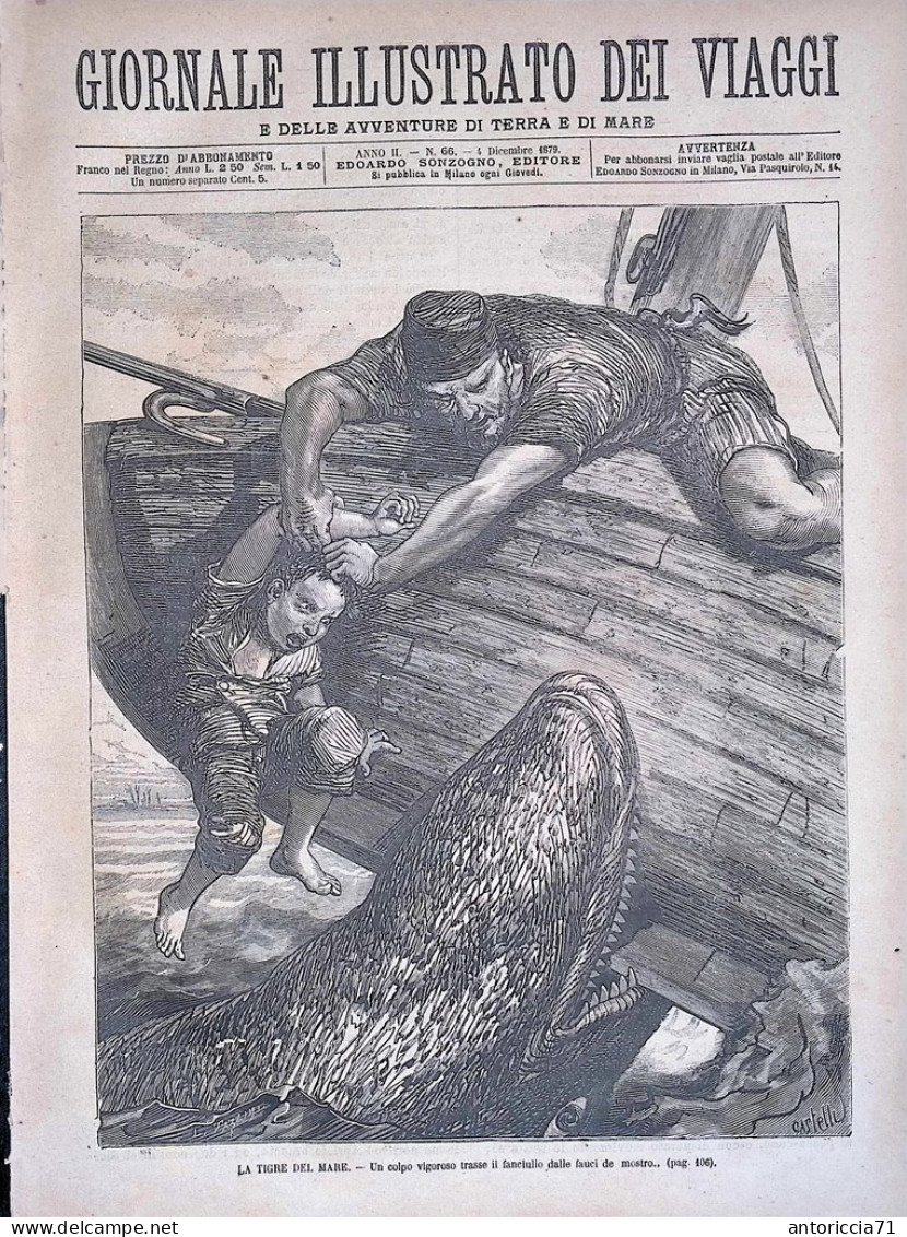 Giornale Illustrato Dei Viaggi 4 Dicembre 1879 Virgina Fiume James Tigre Di Mare - Ante 1900