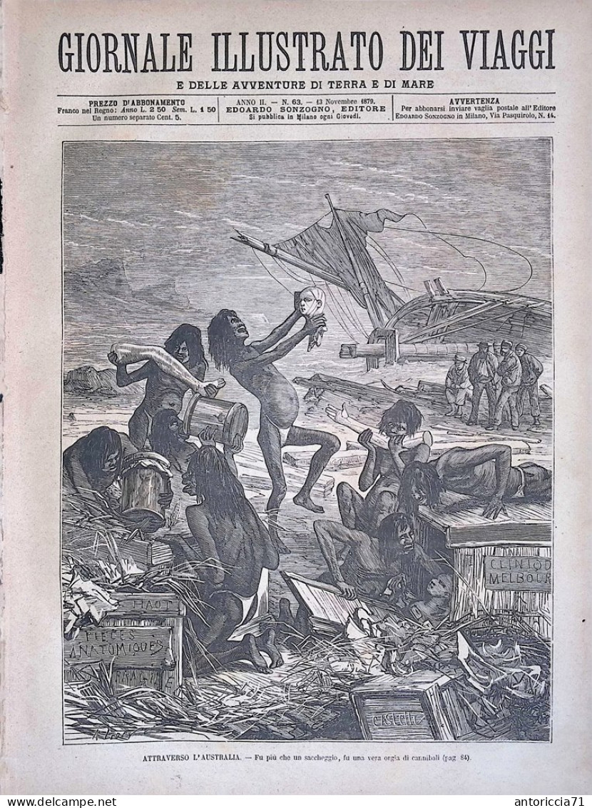 Giornale Illustrato Dei Viaggi 13 Novembre 1879 Australia Traffico Schiavi Asia - Voor 1900