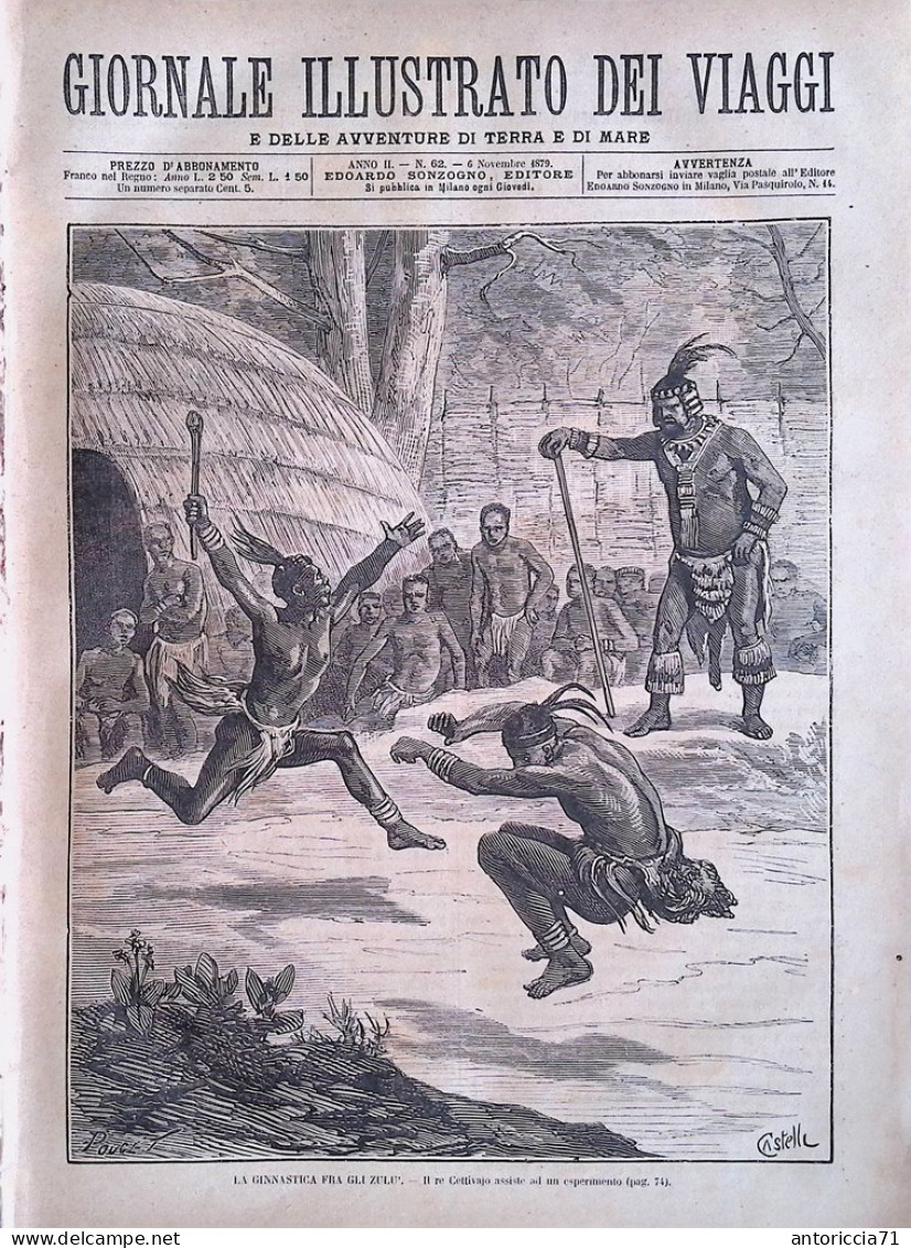 Giornale Illustrato Dei Viaggi 6 Novembre 1879 Ginnastica Zulu Cuzzi Australiani - Vor 1900