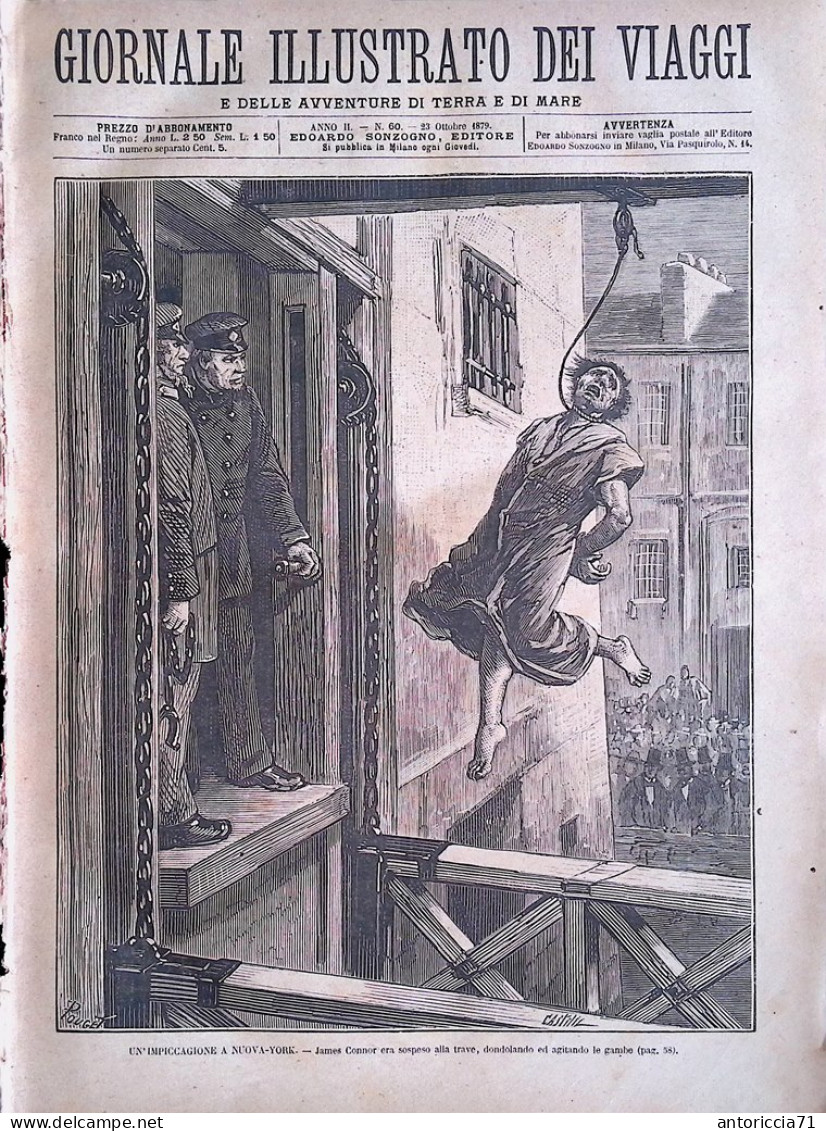 Giornale Illustrato Dei Viaggi 23 Ottobre 1879 Esecuzione New York Australiani - Avant 1900